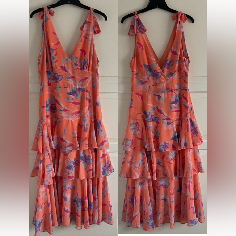 WAYF | Floral Tiered Orange Dress - Picture 2 of 3